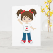 Brünettes Girl mit Blank Card personalisieren Karte (Gelbe Blume)