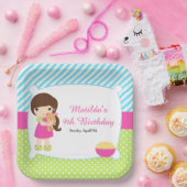 Brünettes Girl Sleepover Slumber Party Pappteller (Party)