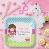 Brünettes Girl Sleepover Slumber Party Pappteller (Party)