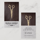 Brünettes Haar | Haarsalonschere Visitenkarte (Vorne/Hinten)