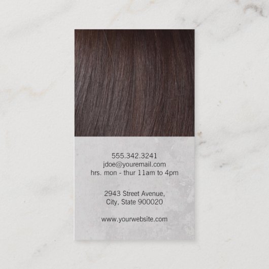 Brünettes Haar | Haarstylistische Schere Visitenkarte (Rückseite)