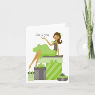 Brünettes Hübsches Mädchen Dankeschön Hinweise Dankeskarte