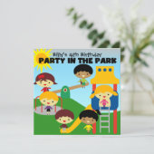 Brünettes Junge Party im Park Einladung (Stehend Vorderseite)