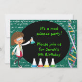 Brünettes Mädchen-wütende Wissenschaftler-Party Einladung (Rückseite)