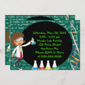 Brünettes Mädchen-wütende Wissenschaftler-Party Einladung (Vorne/Hinten)