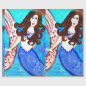 brünettes Meerjungpapier Geschenkpapier (Flach)