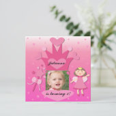 Brünettes Party mit der Prinzessin Birthday Einladung (Stehend Vorderseite)