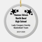 Brünettes schwarz-weißes Basketballmädchen Keramik Ornament (Hinten)