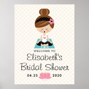 Brünettes Yoga-Brautparty Begrüßungszeichen Poster