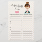 Brünettes Yoga Brautparty Hochzeit A-Z Game (Vorderseite)