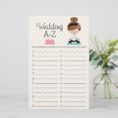 Brünettes Yoga Brautparty Hochzeit A-Z Game (Stehend Vorderseite)