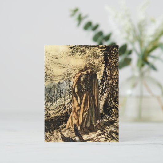 "Brunhilde Dazed and Albewaffed" von Arthur Rackha Postkarte (Stehend Vorderseite)