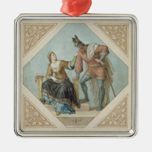 Brunhilde und Hagen, Illustration für 'das Niebel Silbernes Ornament