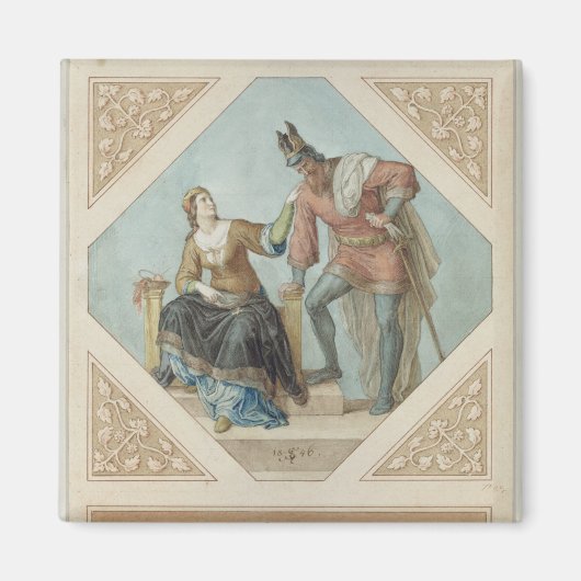 Brunhilde und Hagen, Illustration für "The Niebelu Magnet (Vorne)