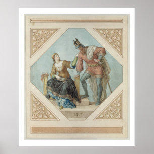 Brunhilde und Hagen, Illustration für "The Niebelu Poster