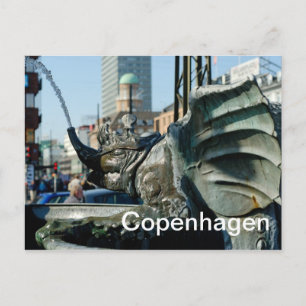 Brunnen am Platz des Rathauses in Kopenhagen Postkarte