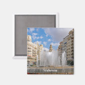 Brunnen auf dem Verwaltungsplatz in Valencia Magnet (Vorderseite/Rückseite)
