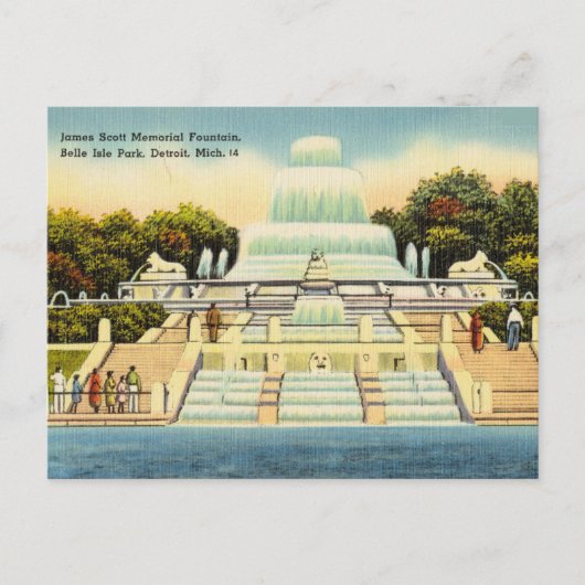 Brunnen, Belle Isle Park Postkarte (Vorderseite)