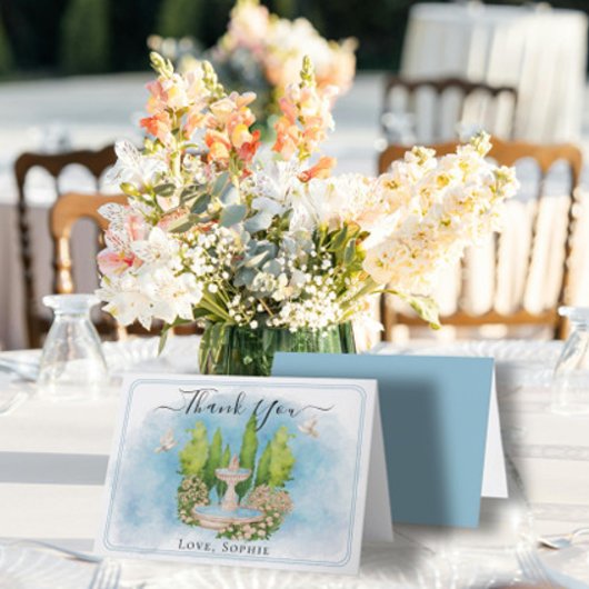 Brunnen Blume tauben Hochzeit Danke Karte