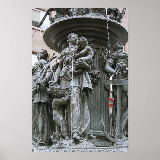 Brunnen der Tugenden in Nürnberg Poster (Vorne)