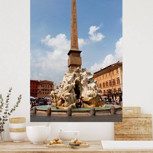 Brunnen der vier Flüsse, Rom Italien Poster (Küche)