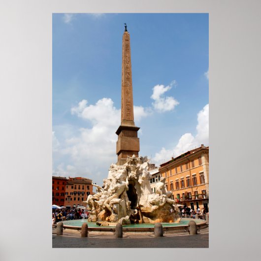 Brunnen der vier Flüsse, Rom Italien Poster (Vorne)