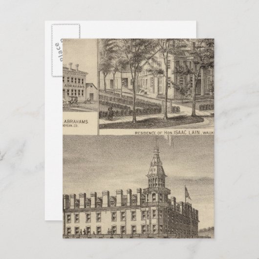 Brunnen-Frühlingshaus & Lain-Wohnsitz Postkarte (Vorne/Hinten)