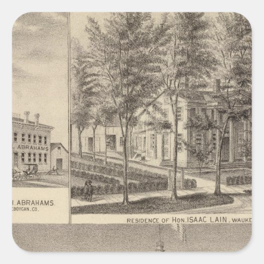 Brunnen-Frühlingshaus & Lain-Wohnsitz Quadratischer Aufkleber (Vorderseite)