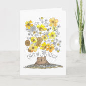 Brunnen Groundhog und Blume Wasserfarbe Karte (Vorderseite)