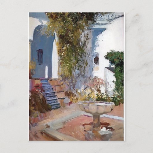 Brunnen im Alcazin Sevilla von Joaquín Sorolla Postkarte (Vorderseite)