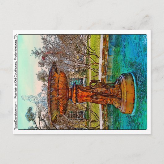 Brunnen im Old Courthouse, Fredericksburg, TX Postkarte (Vorderseite)