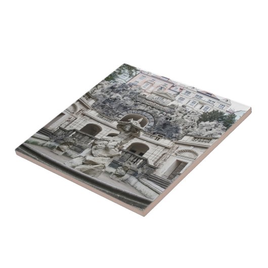 Brunnen mit Neptun-Statue in Prag Fliese (Seite)