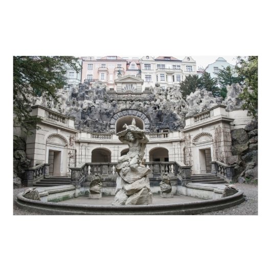 Brunnen mit Neptun-Statue in Prag Fotodruck (Vorne)