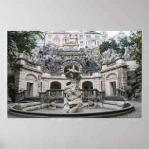 Brunnen mit Neptun-Statue in Prag Poster