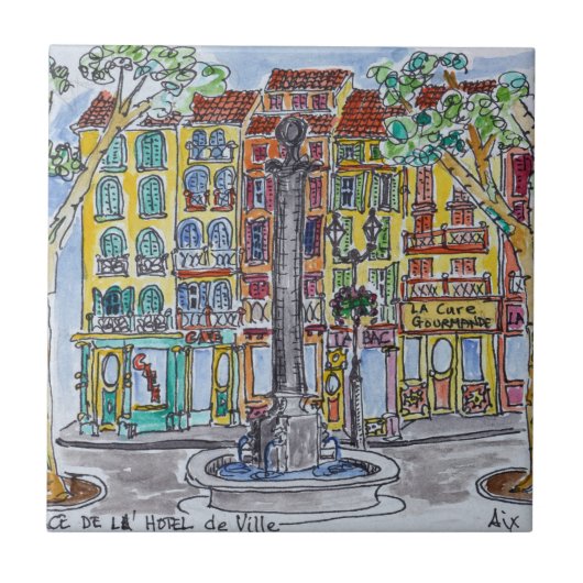 Brunnen Place de l'Hotel de Ville Fliese (Vorderseite)