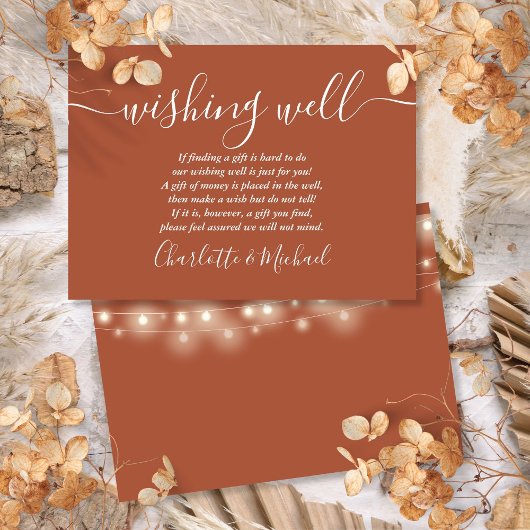 Brunnen Saitenlichter Terracotta Wedding Begleitkarte