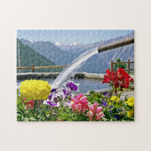 Brunnen und Blume Puzzle