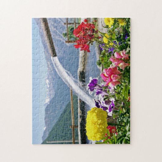 Brunnen und Blume Puzzle (Vertikal)