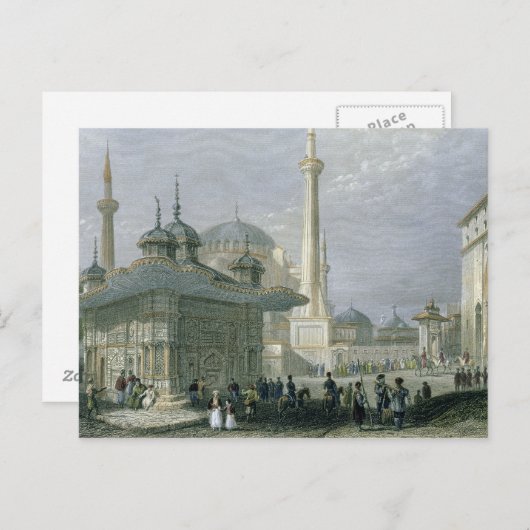 Brunnen und Platz von St. Sophia, Istanbul, Engra Postkarte (Vorne/Hinten)