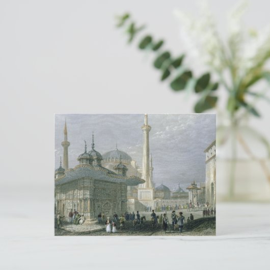 Brunnen und Platz von St. Sophia, Istanbul, Engra Postkarte (Stehend Vorderseite)