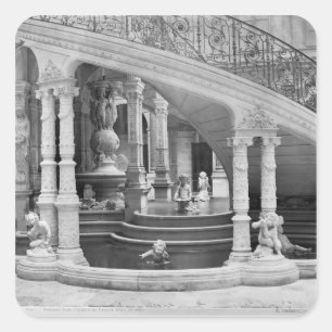 Brunnen unter der Treppe des Hotels de Quadratischer Aufkleber