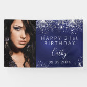 Brunnenbanner zum Geburtstag Foto auf blauen Glitz Banner (Horizontal)