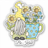 Brunnenblumen und Sonnenblumen "be kind" Aufkleber (Vorderseite)