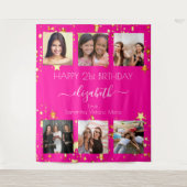 Brunnenfreund zum Geburtstag Foto-Collage heiß ros Wandteppich (Vorderseite)