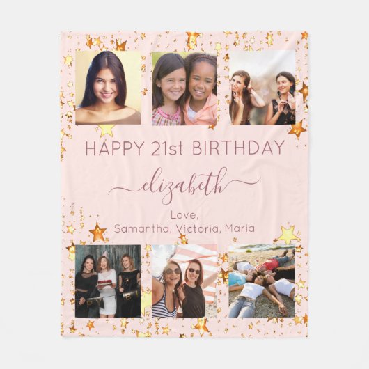 Brunnenfreunde Foto Collage Rose Goldfreunde Fleecedecke (Vorderseite)