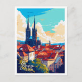 Brünner Vintage Illustration Postkarte (Vorderseite)