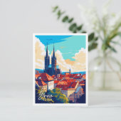 Brünner Vintage Illustration Postkarte (Stehend Vorderseite)