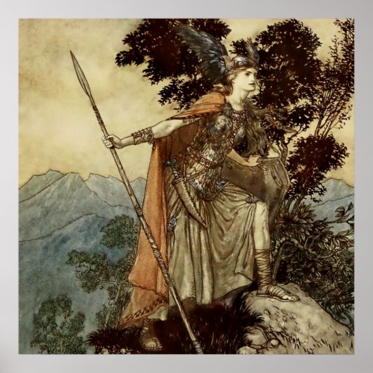 "Brunnhilde Valkerie Maiden" von Arthur Rackham Poster (Vorne)