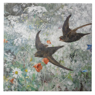Bruno Andreas Liljefors Vintage Mauersegler Fliese