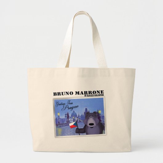 Bruno in der Prag-Taschen-Tasche Jumbo Stoffbeutel (Vorne)